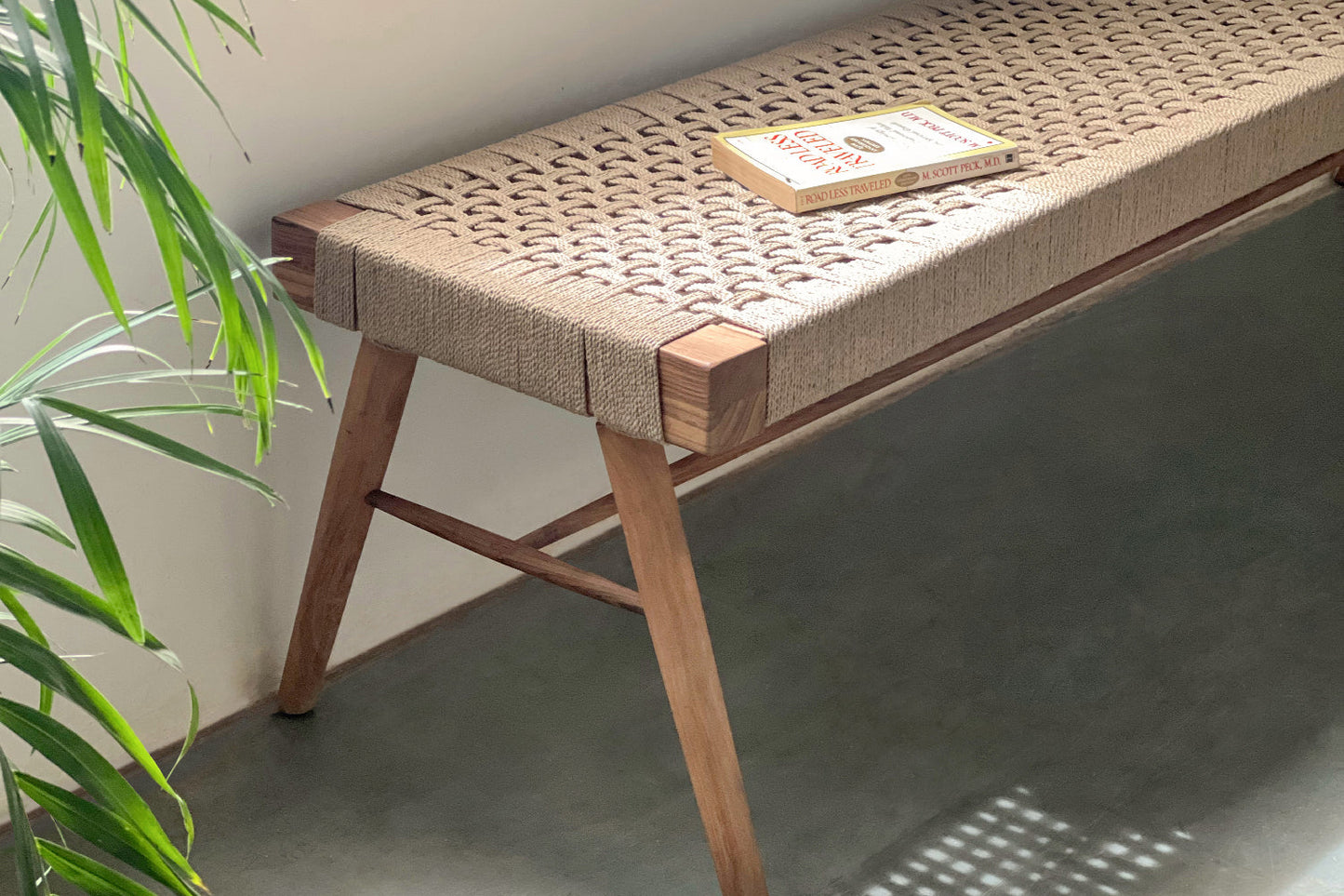 Jute Siesta Bench-Rosewood