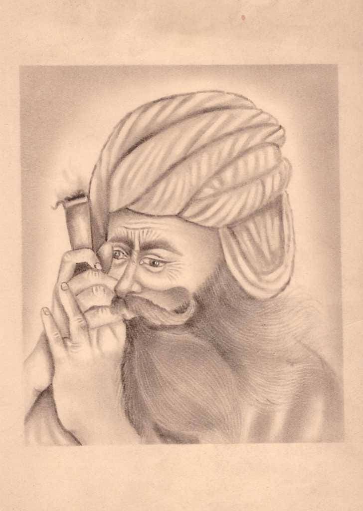 Realistic Pencil Sketch of Yogi – Handmade Hippie Wall Art