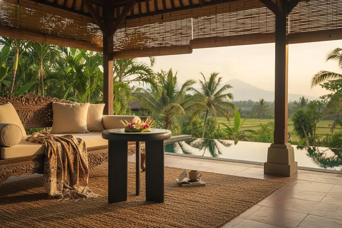 Canvo Side Table – Natural Stone Top with Solid Wood Legs for Modern Elegant Home Decor