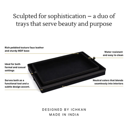 Doté Leatherette Rectangle Serving Tray Set of 2