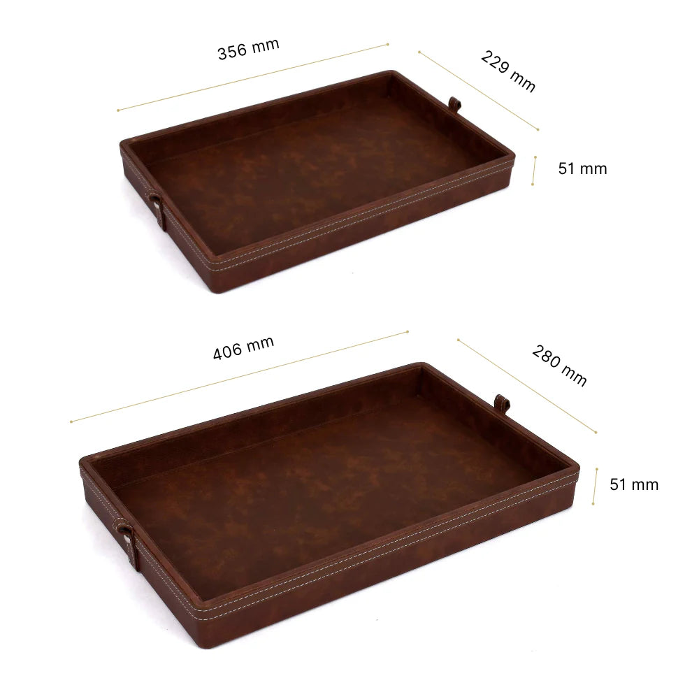 Doté Leatherette Rectangle Serving Tray Set of 2
