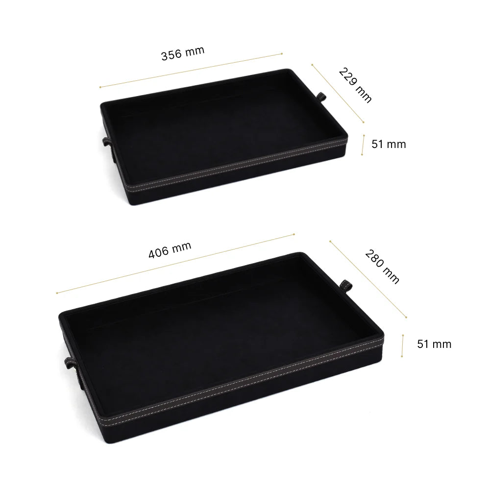 Doté Leatherette Rectangle Serving Tray Set of 2