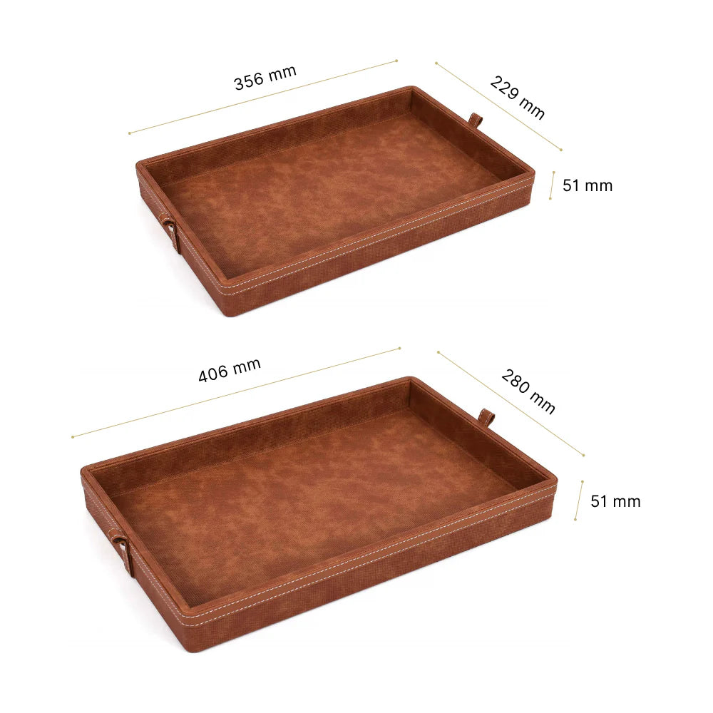 Doté Leatherette Rectangle Serving Tray Set of 2