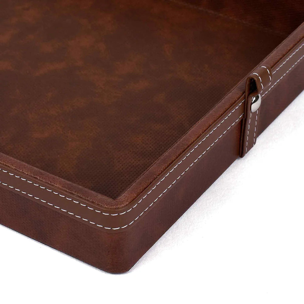 Doté Leatherette Rectangle Serving Tray Set of 2