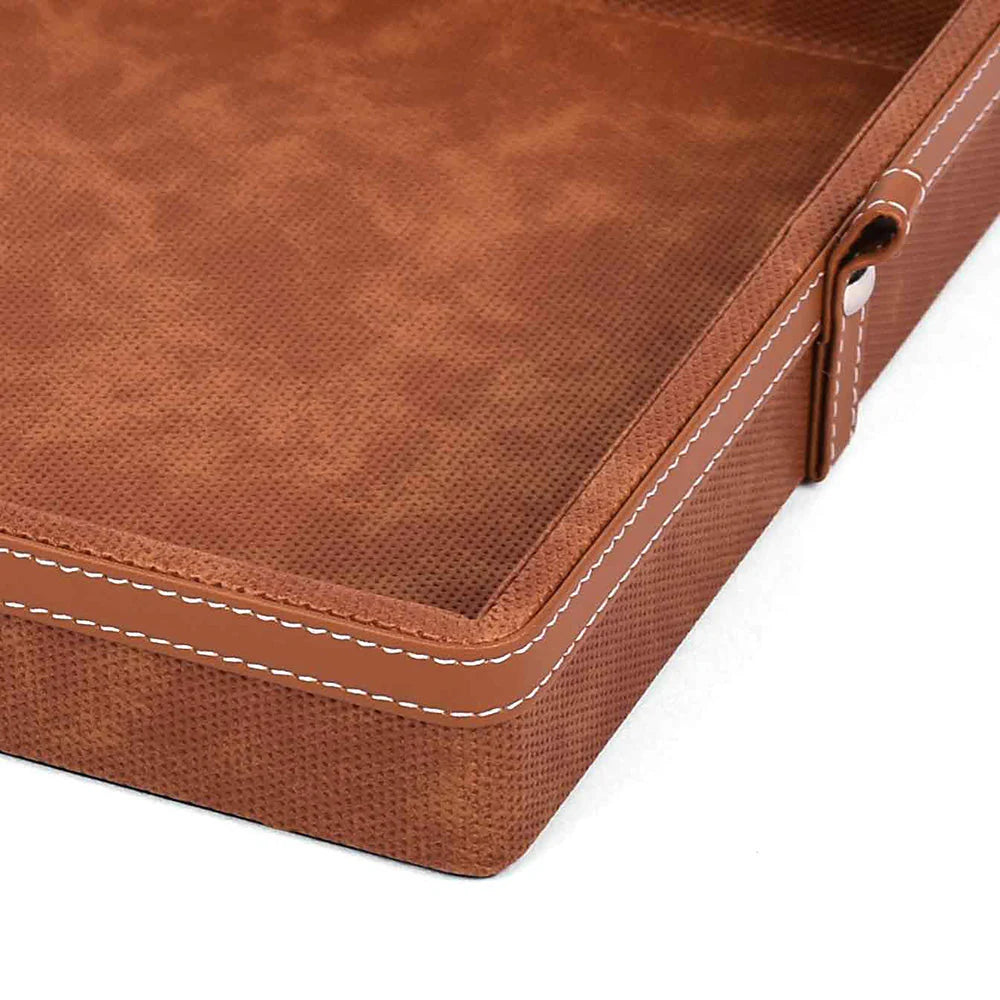 Doté Leatherette Rectangle Serving Tray Set of 2