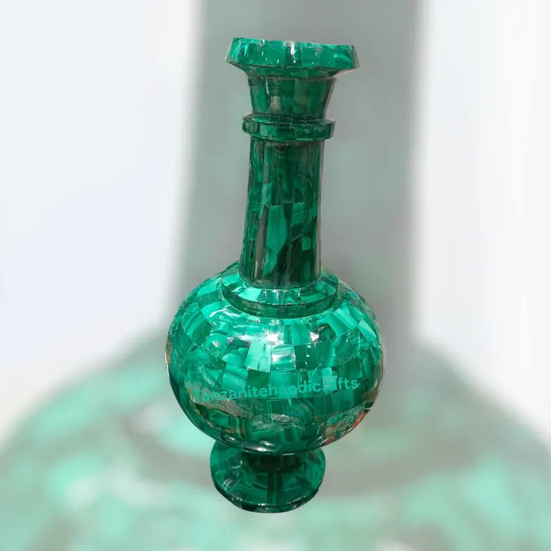 Green Malachite MOP Inlay Flower Vase – Elegant Home & Office Decor, Perfect New Year Gift for Her