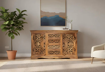 Hand-Carved Solid Wood Sideboard – Luxury Artisan Buffet