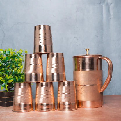 Handmade Copper Water Pitcher with Glass – Elegant Home & Gift