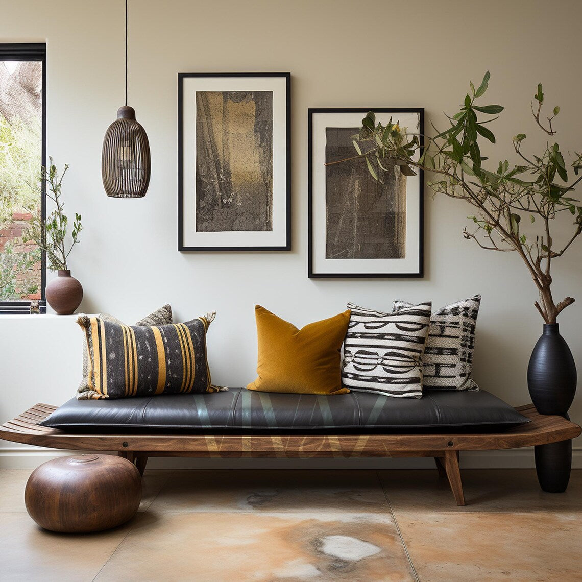 Modern Black Bench Pad – Vegan Leather Cushion