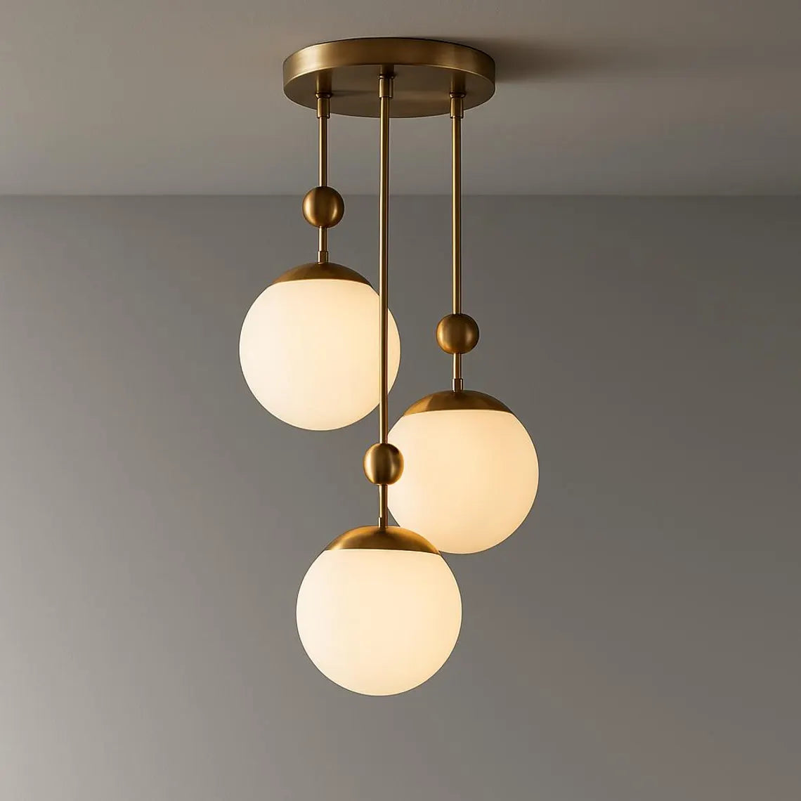 Modern Brass Globe Sputnik Chandelier – Mid-Century Flush Mount Pendant