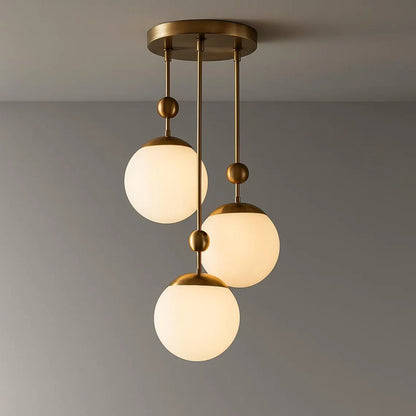 Modern Brass Globe Sputnik Chandelier – Mid-Century Flush Mount Pendant