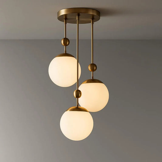 Modern Brass Globe Sputnik Chandelier – Mid-Century Flush Mount Pendant